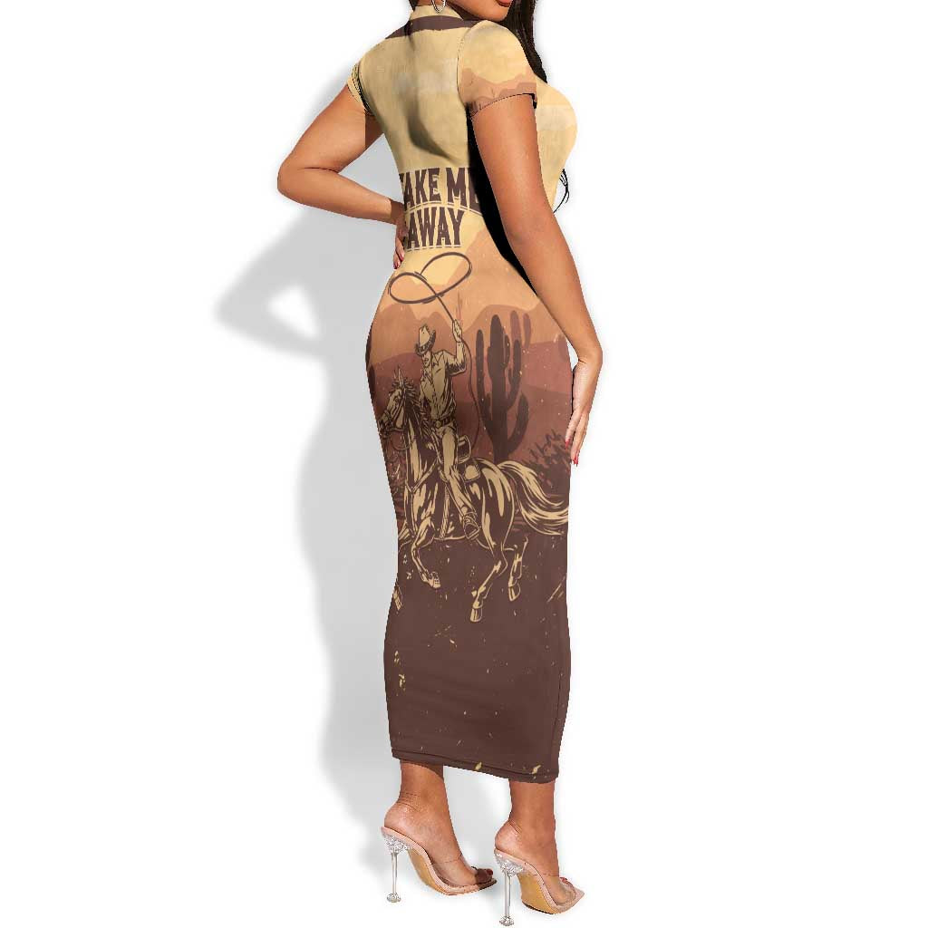 Black Cowboy Take Me Away Short Sleeve Bodycon Dress