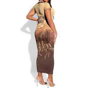 Black Cowboy Take Me Away Short Sleeve Bodycon Dress