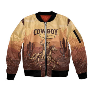 Black Cowboy Take Me Away Sleeve Zip Bomber Jacket
