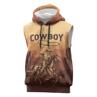 Black Cowboy Take Me Away Sleeveless Hoodie - African Pride