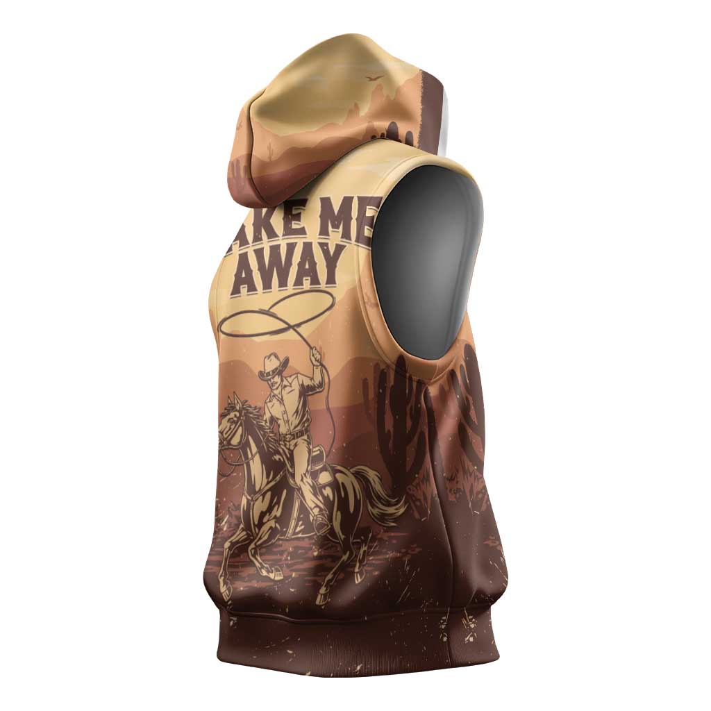 Black Cowboy Take Me Away Sleeveless Hoodie - African Pride