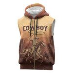 Black Cowboy Take Me Away Sleeveless Zip Hoodie - African Pride