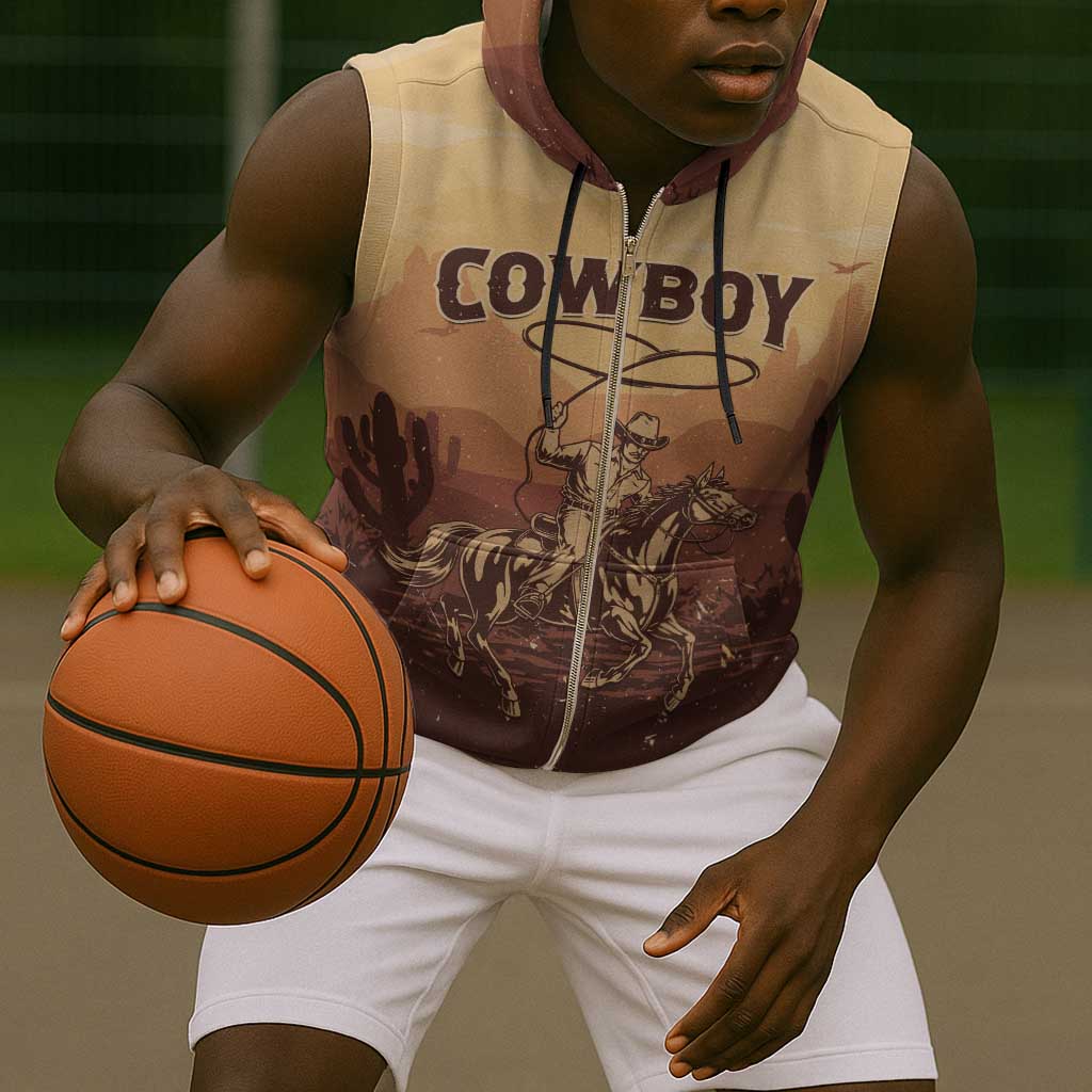 Black Cowboy Take Me Away Sleeveless Zip Hoodie - African Pride