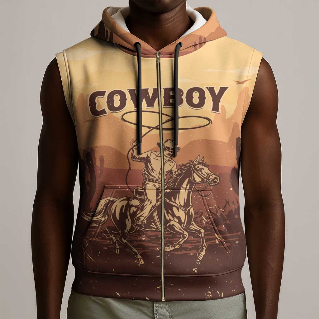 Black Cowboy Take Me Away Sleeveless Zip Hoodie - African Pride