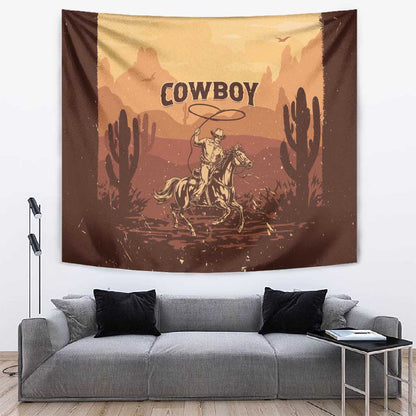 Black Cowboy Take Me Away Tapestry