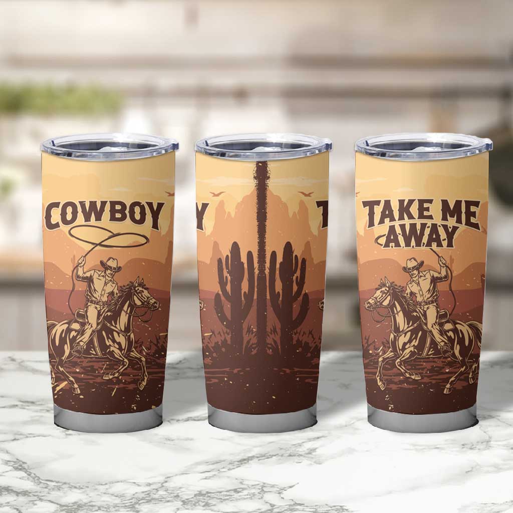 Black Cowboy Take Me Away Tumbler Cup