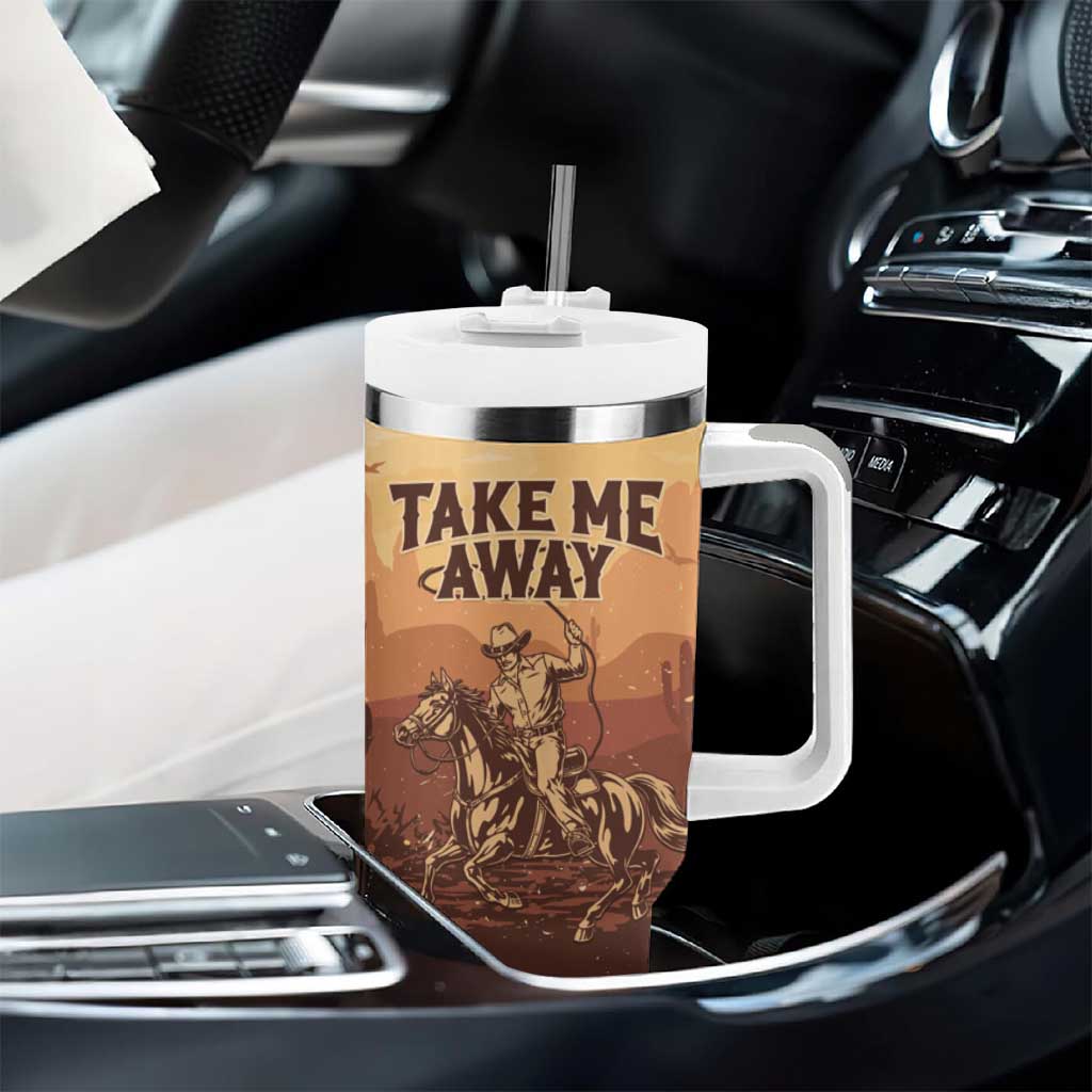 Black Cowboy Take Me Away Tumbler With Handle