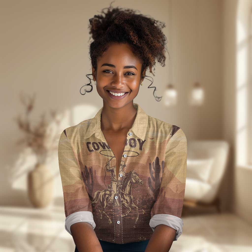 Black Cowboy Take Me Away Women Casual Shirt