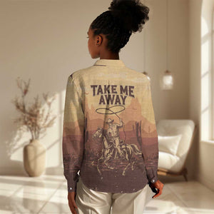 Black Cowboy Take Me Away Women Casual Shirt