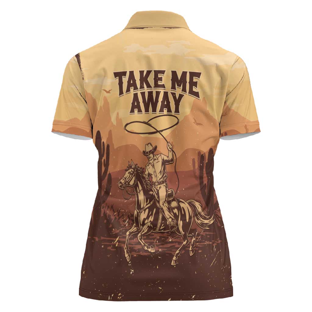Black Cowboy Take Me Away Women Polo Shirt