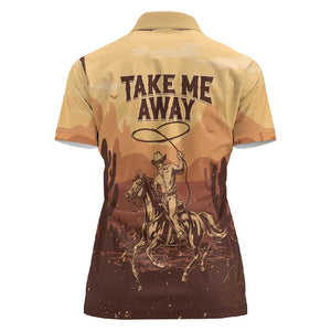 Black Cowboy Take Me Away Women Polo Shirt