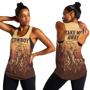 Black Cowboy Take Me Away Women Racerback Tank