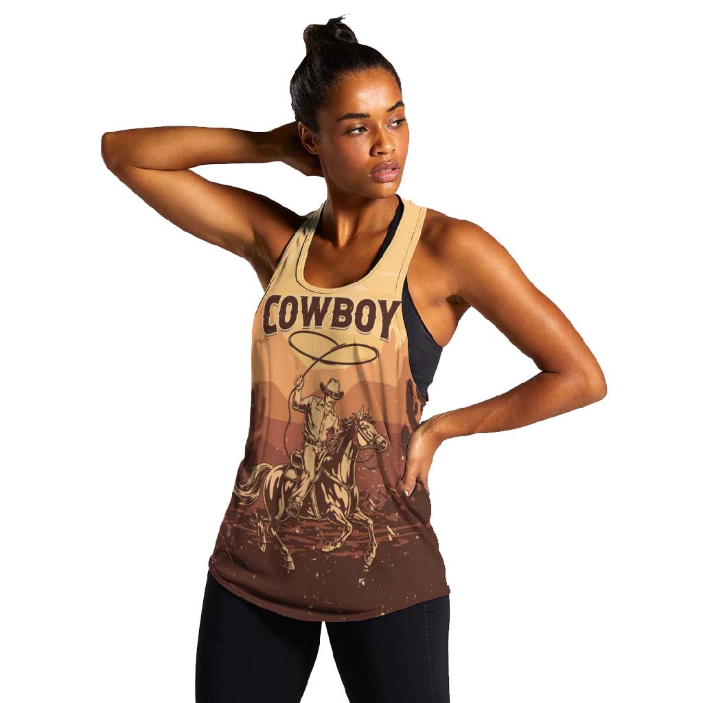 Black Cowboy Take Me Away Women Racerback Tank