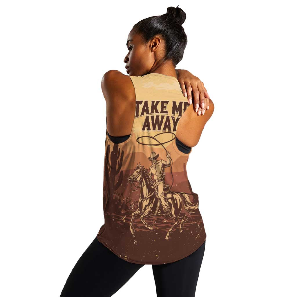 Black Cowboy Take Me Away Women Racerback Tank