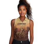 Black Cowboy Take Me Away Women Sleeveless Polo Shirt