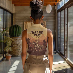 Black Cowboy Take Me Away Women Sleeveless Polo Shirt