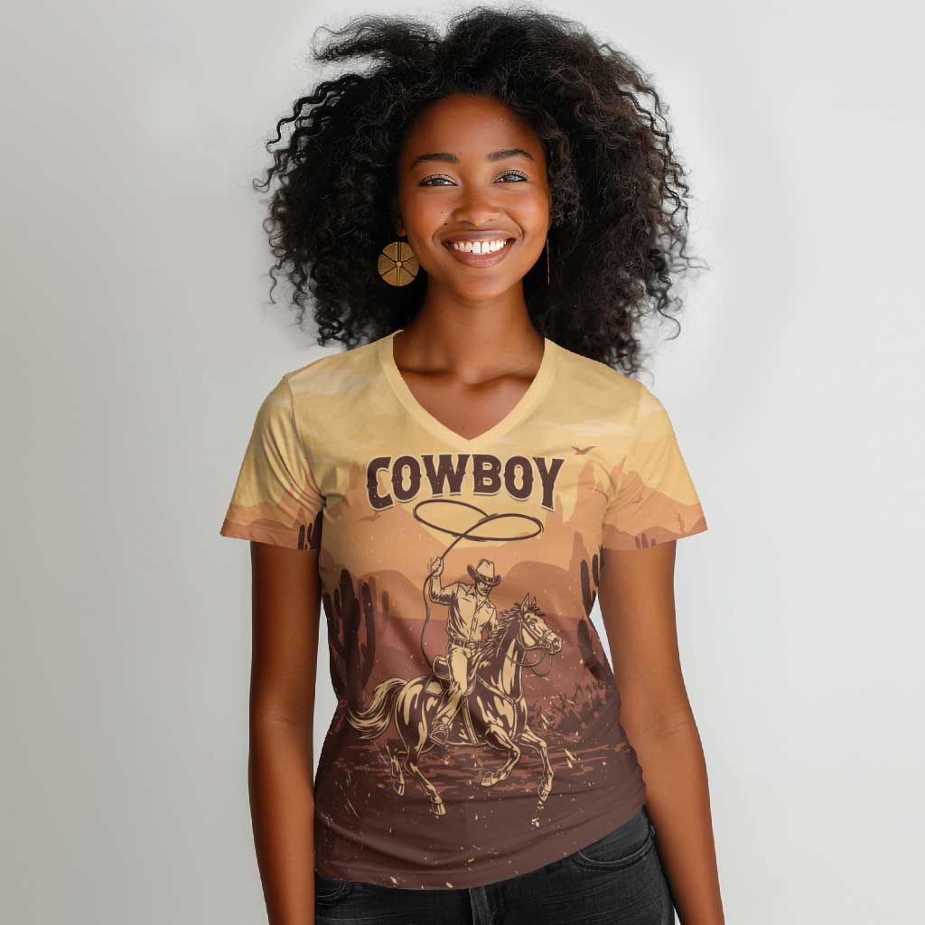 Black Cowboy Take Me Away Women V-Neck T-Shirt