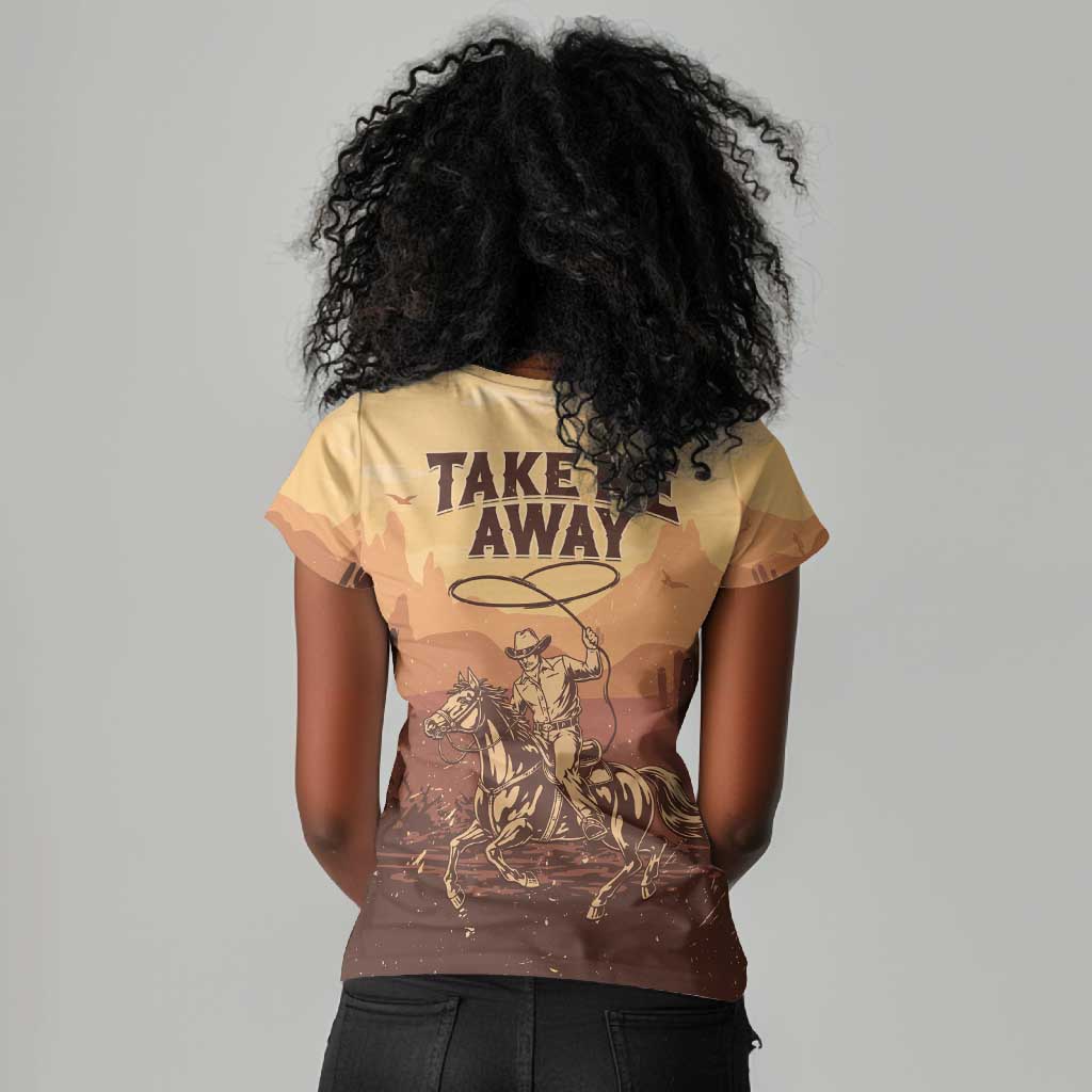 Black Cowboy Take Me Away Women V-Neck T-Shirt
