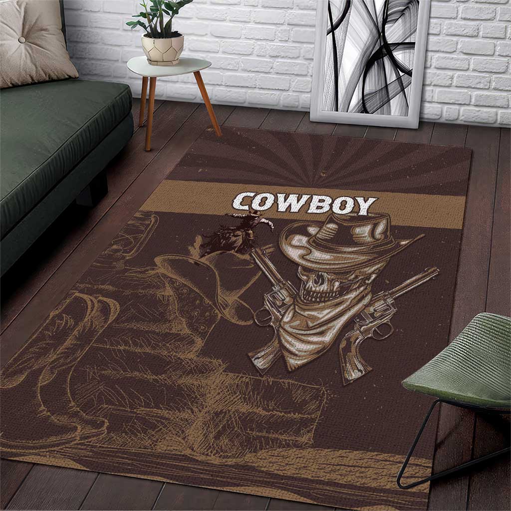 Skull Cowboy Area Rug Wild West Reborn