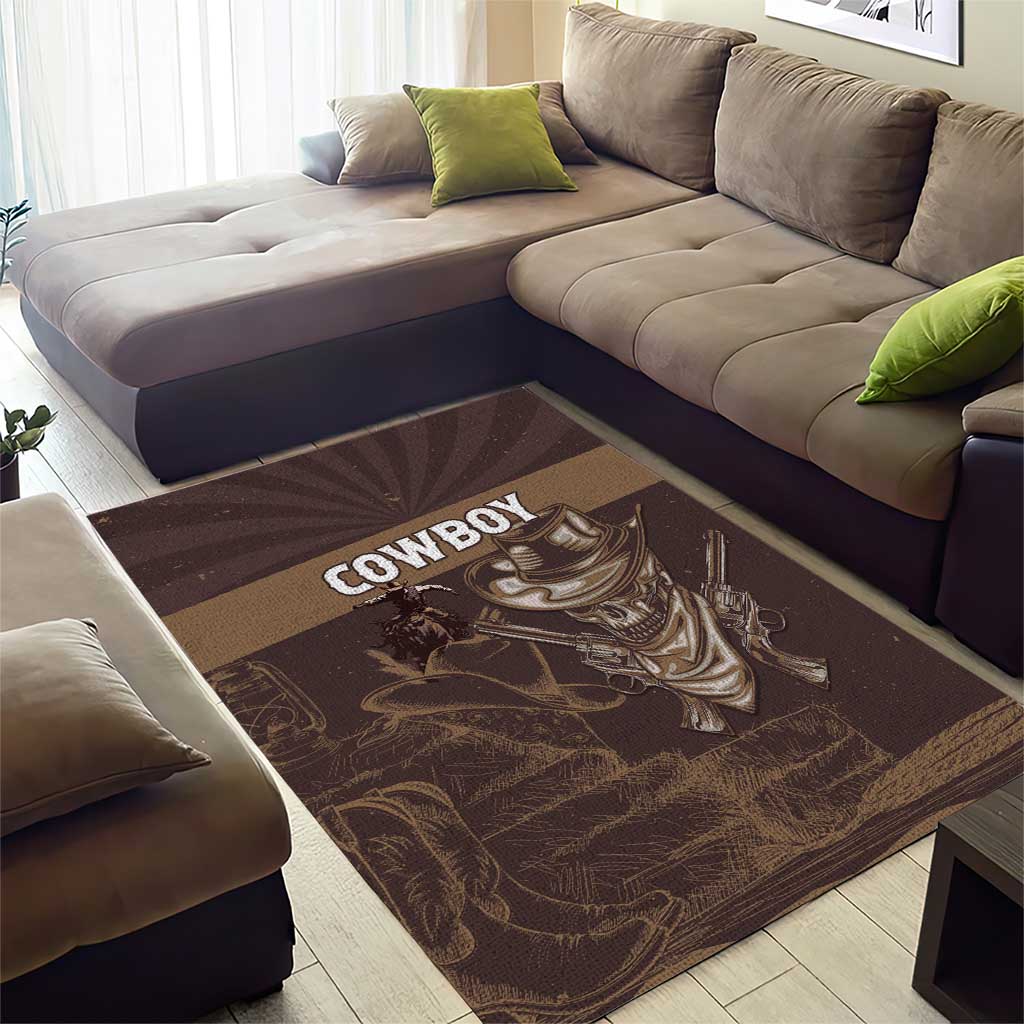 Skull Cowboy Area Rug Wild West Reborn