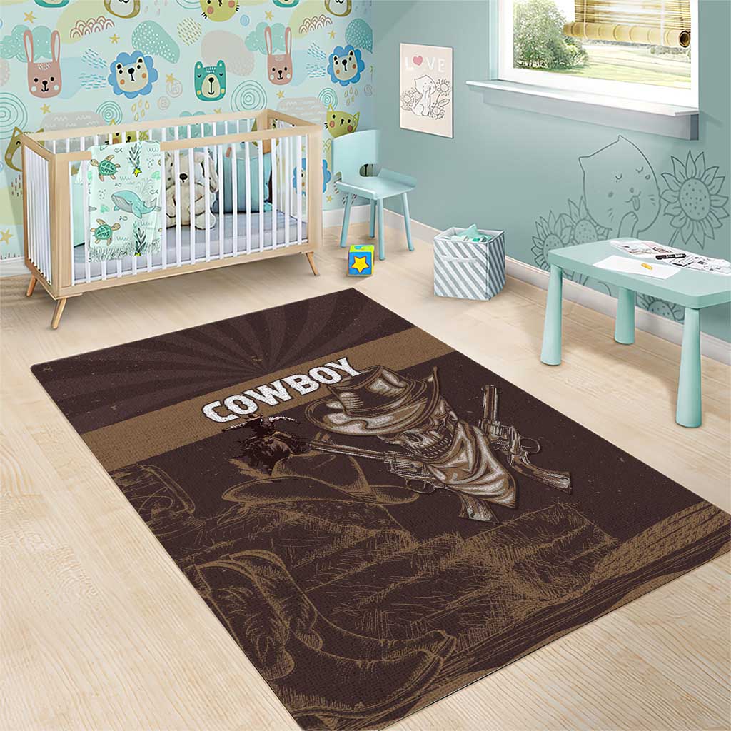 Skull Cowboy Area Rug Wild West Reborn