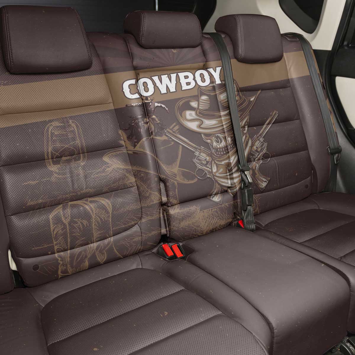 Skull Cowboy Back Car Seat Cover Wild West Reborn