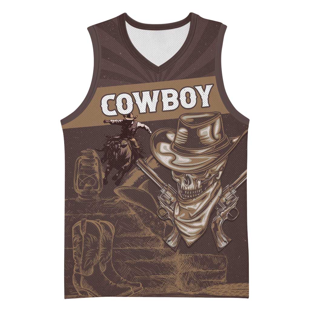 Personalised Skull Cowboy Basketball Jersey Wild West Reborn - African Pride