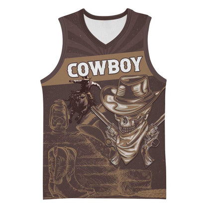 Personalised Skull Cowboy Basketball Jersey Wild West Reborn - African Pride