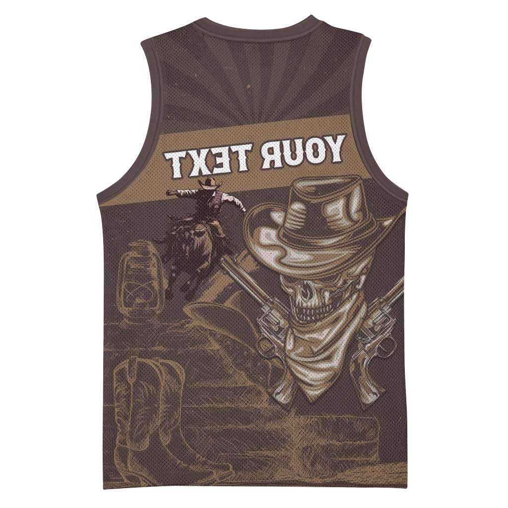 Personalised Skull Cowboy Basketball Jersey Wild West Reborn - African Pride