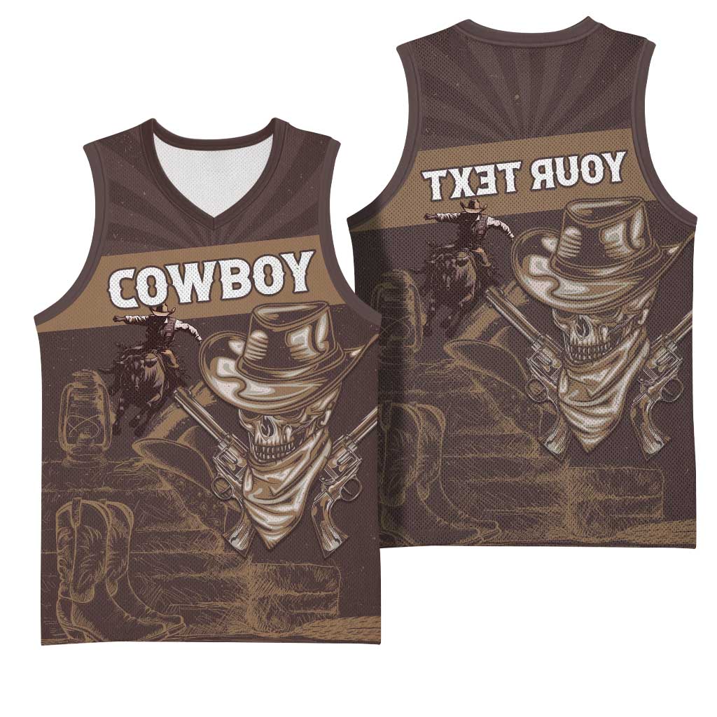 Personalised Skull Cowboy Basketball Jersey Wild West Reborn - African Pride