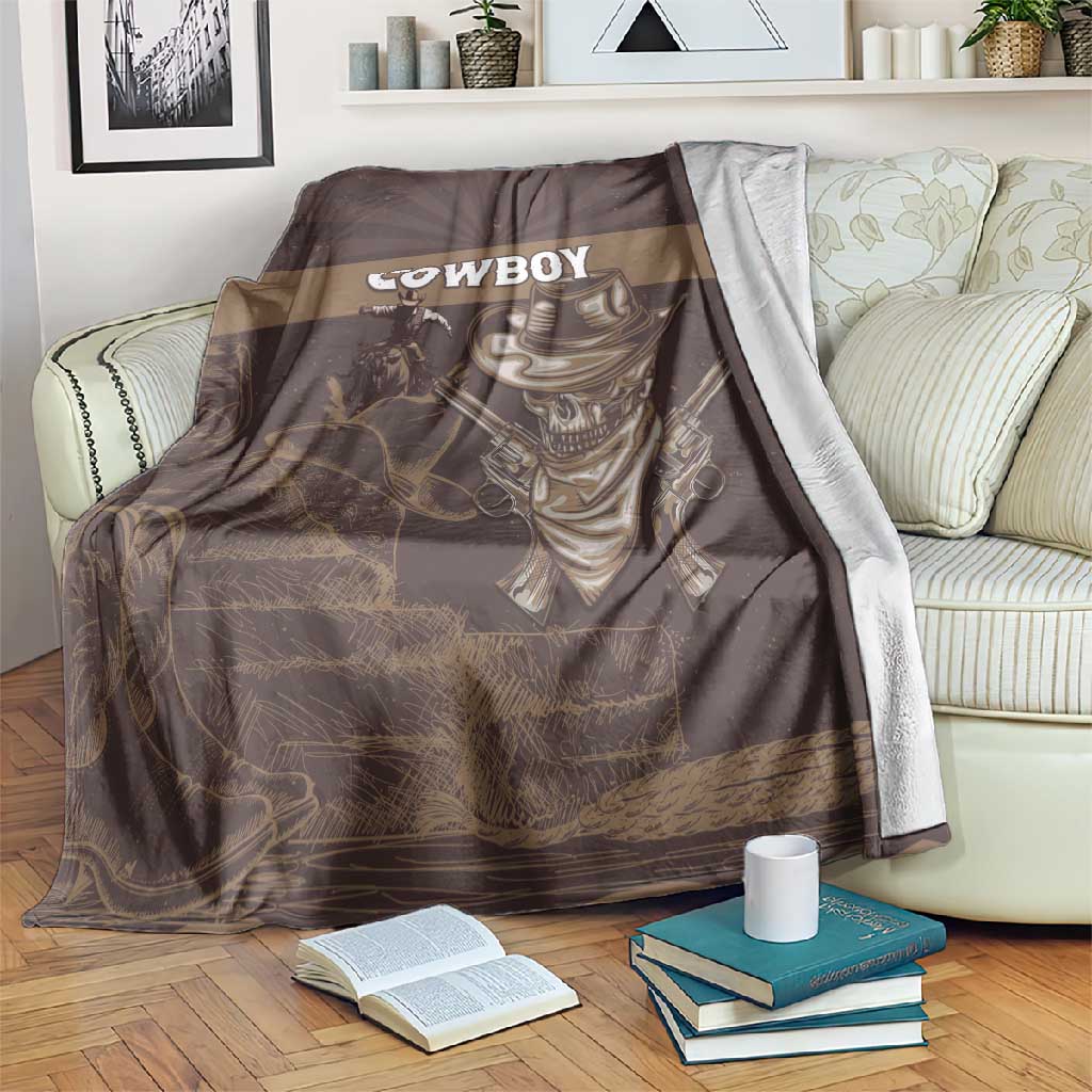 Skull Cowboy Blanket Wild West Reborn