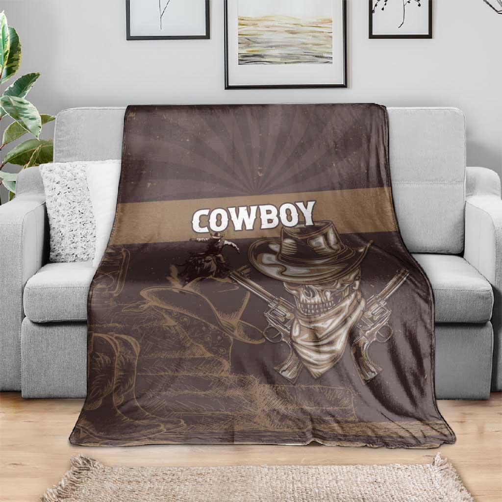 Skull Cowboy Blanket Wild West Reborn
