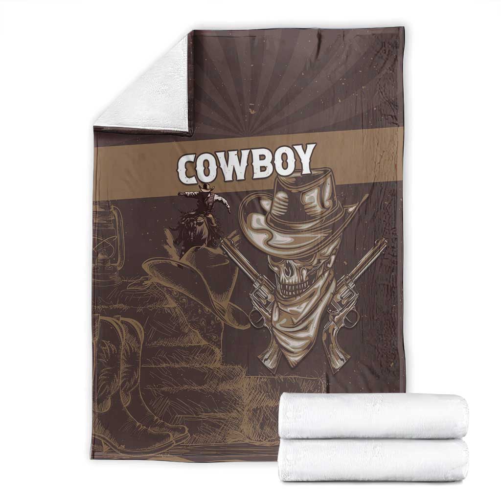 Skull Cowboy Blanket Wild West Reborn