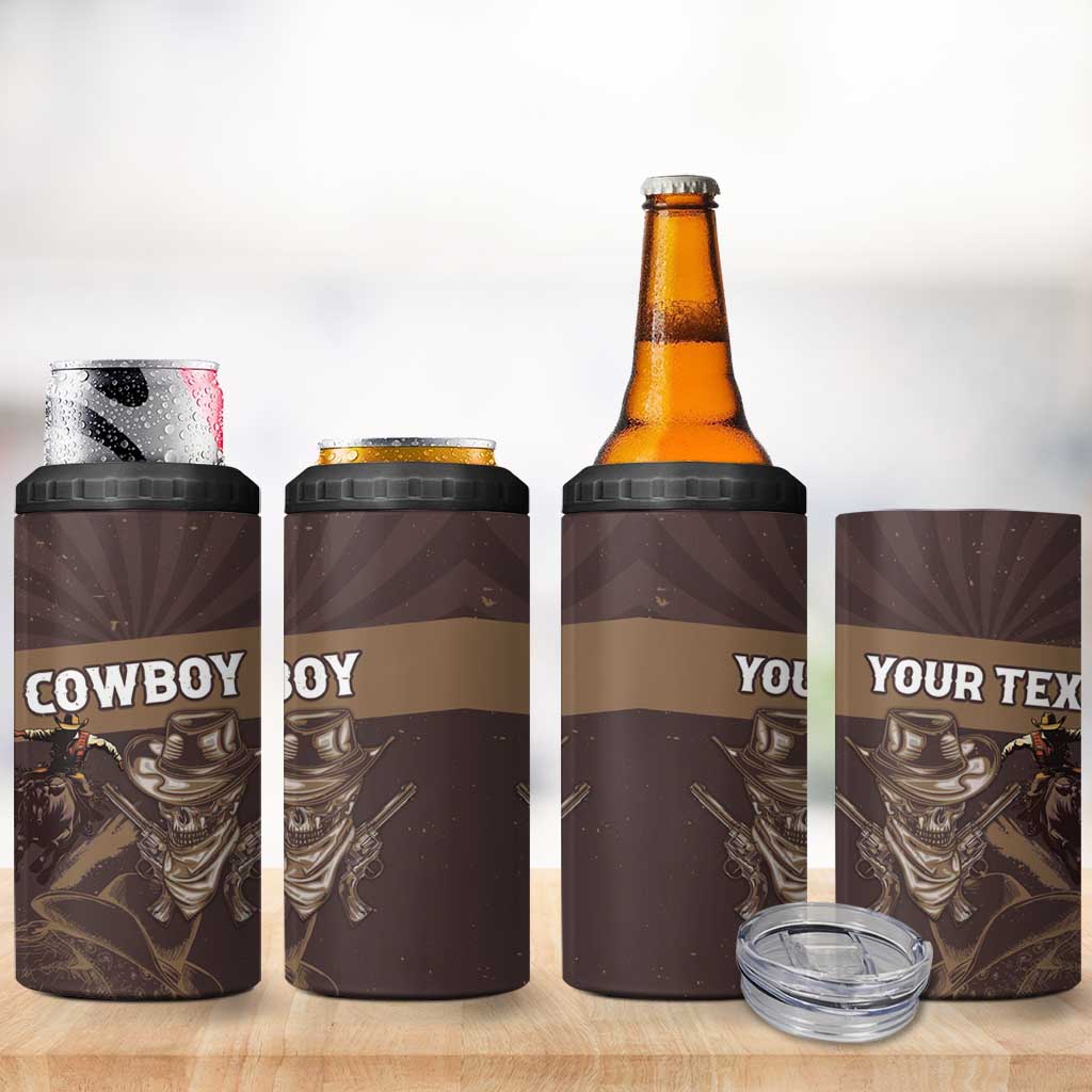 Personalised Skull Cowboy 4 in 1 Can Cooler Tumbler Wild West Reborn