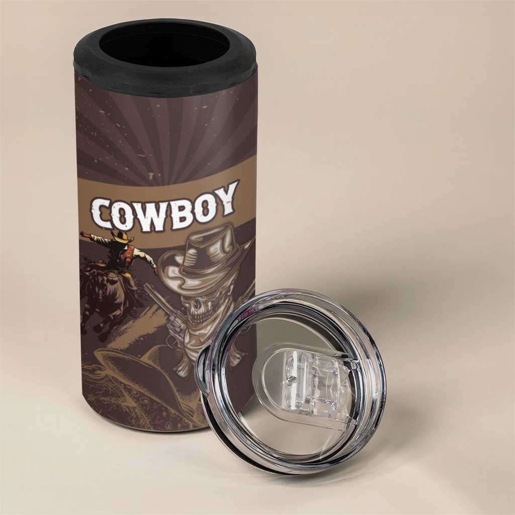 Personalised Skull Cowboy 4 in 1 Can Cooler Tumbler Wild West Reborn