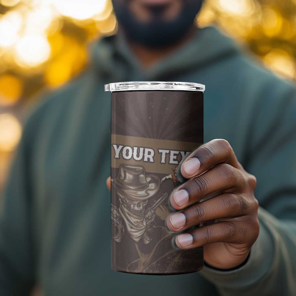 Personalised Skull Cowboy 4 in 1 Can Cooler Tumbler Wild West Reborn