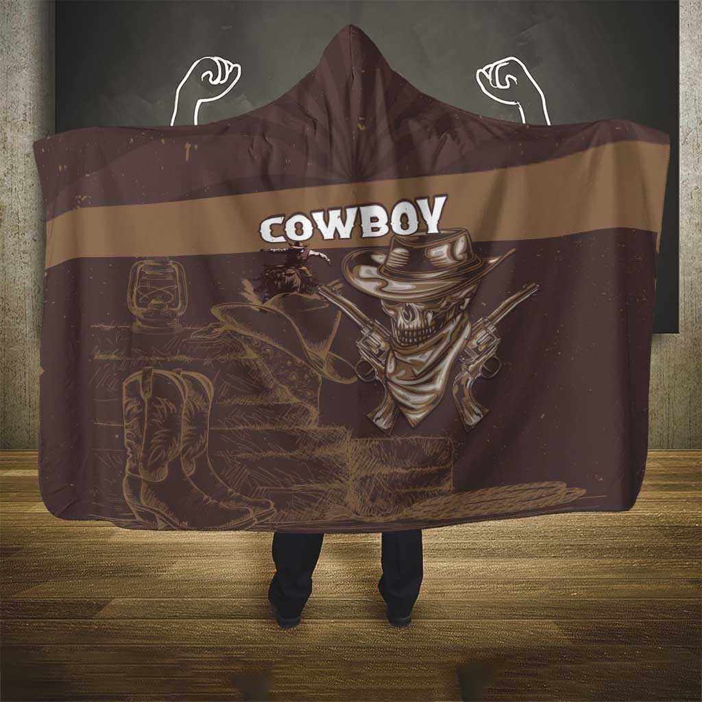 Skull Cowboy Hooded Blanket Wild West Reborn
