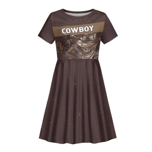Personalised Skull Cowboy Kid Short Sleeve Dress Wild West Reborn