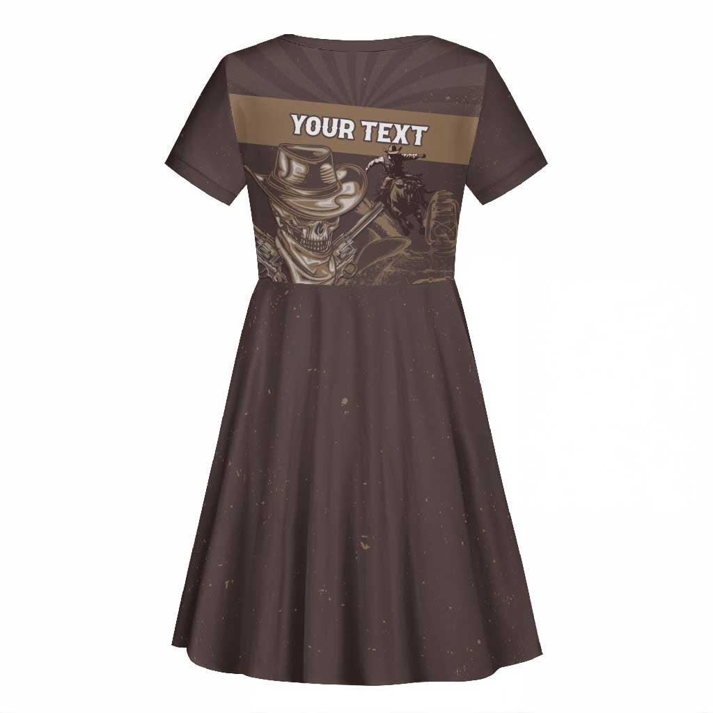 Personalised Skull Cowboy Kid Short Sleeve Dress Wild West Reborn