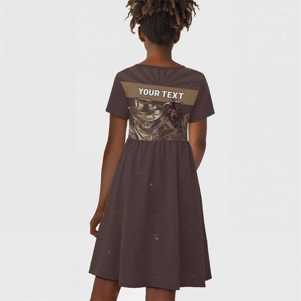 Personalised Skull Cowboy Kid Short Sleeve Dress Wild West Reborn