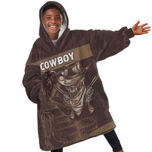 Personalised Skull Cowboy Kid Wearable Blanket Hoodie Wild West Reborn