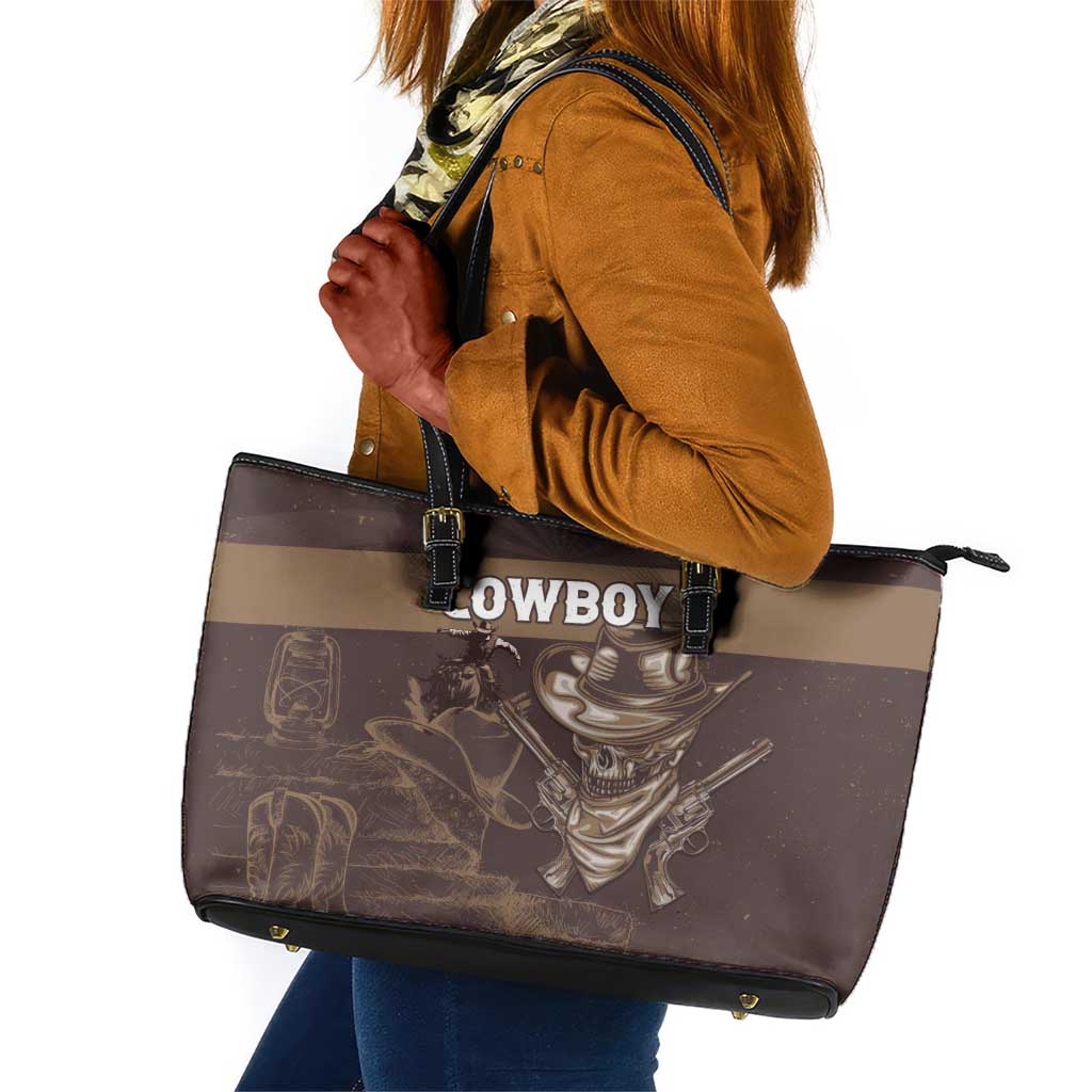 Skull Cowboy Leather Tote Bag Wild West Reborn