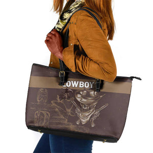Skull Cowboy Leather Tote Bag Wild West Reborn