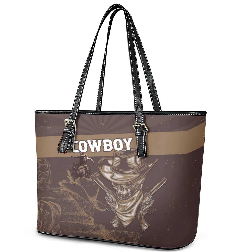 Skull Cowboy Leather Tote Bag Wild West Reborn