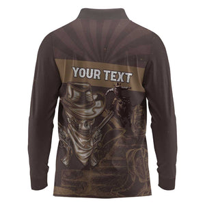 Personalised Skull Cowboy Long Sleeve Polo Shirt Wild West Reborn
