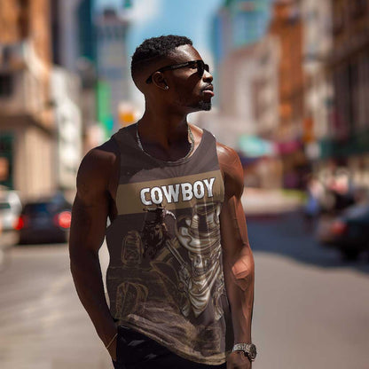 Personalised Skull Cowboy Men Tank Top Wild West Reborn