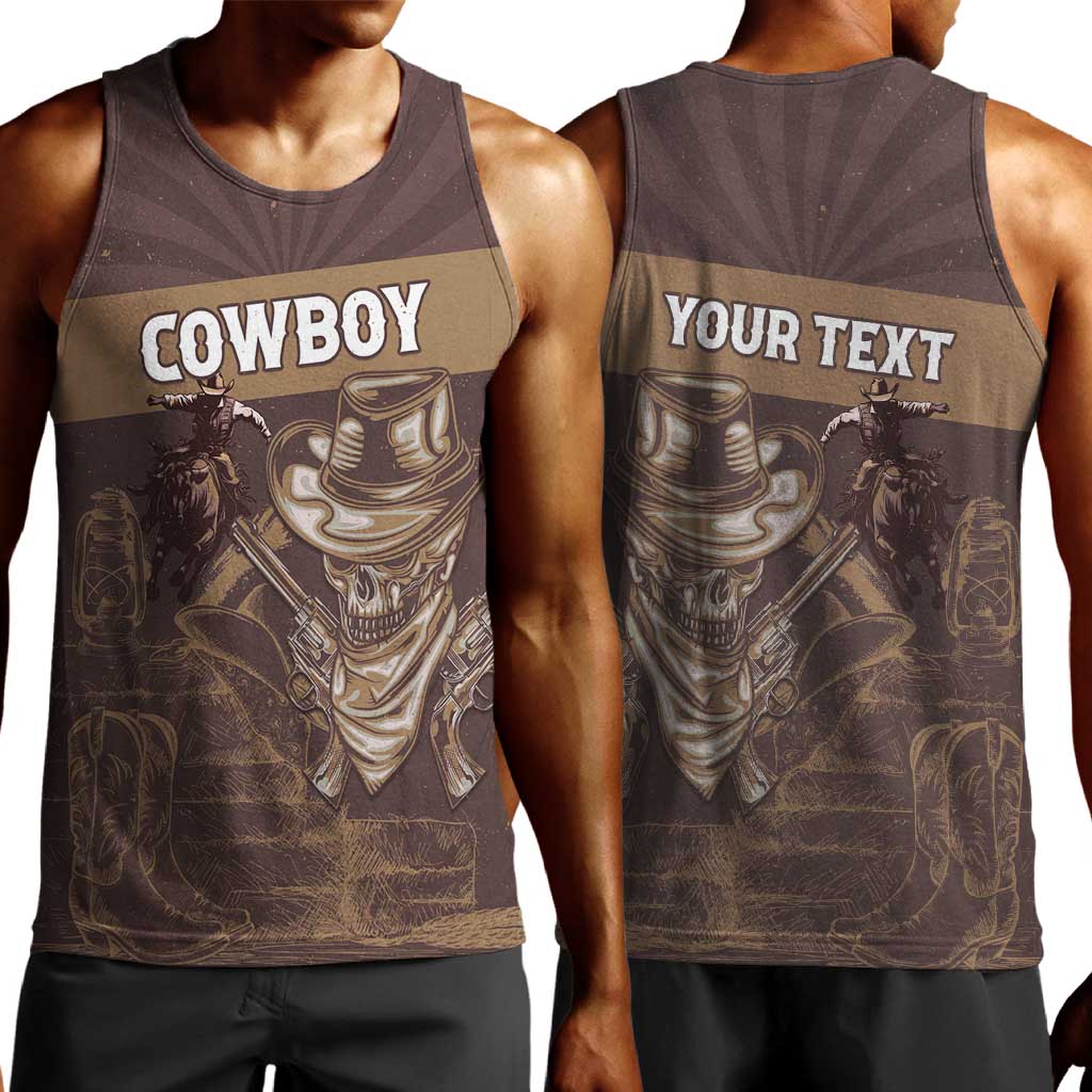 Personalised Skull Cowboy Men Tank Top Wild West Reborn