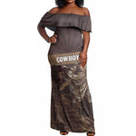 Personalised Skull Cowboy Off Shoulder Maxi Dress Wild West Reborn