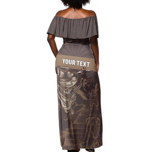 Personalised Skull Cowboy Off Shoulder Maxi Dress Wild West Reborn