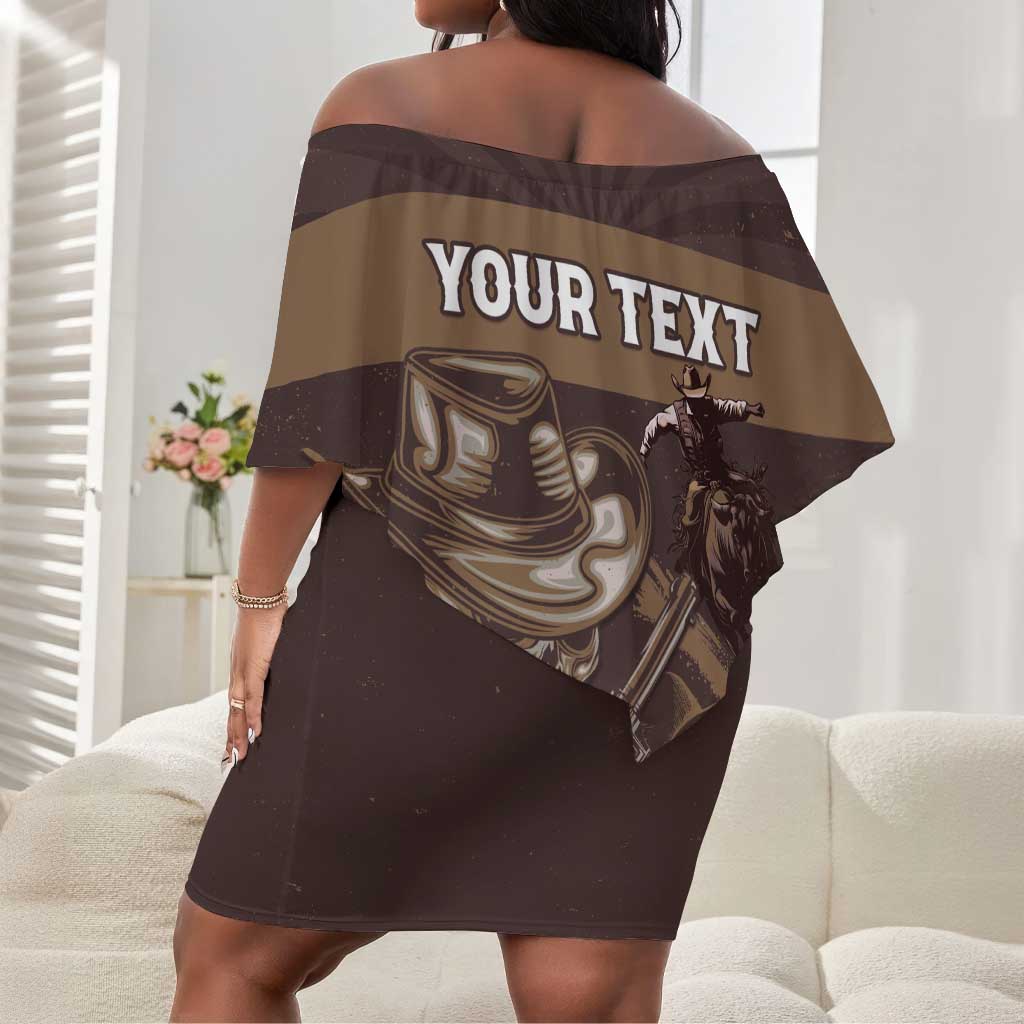 Personalised Skull Cowboy Off Shoulder Short Dress Wild West Reborn